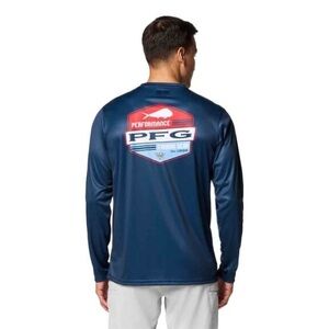 Columbia (L) PFG Navy Blue Terminal Tackle High Side Long Sleeve Fishing Shirt